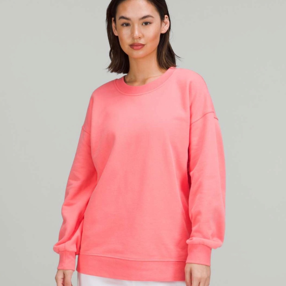 Lululemon Perfectly Oversized Crew Raspberry Cream EUC sz 12